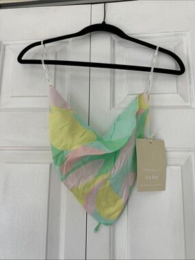 Sabo Skirt Pastel Abstract Silk Scarf Top - Mint, Yellow, Pink